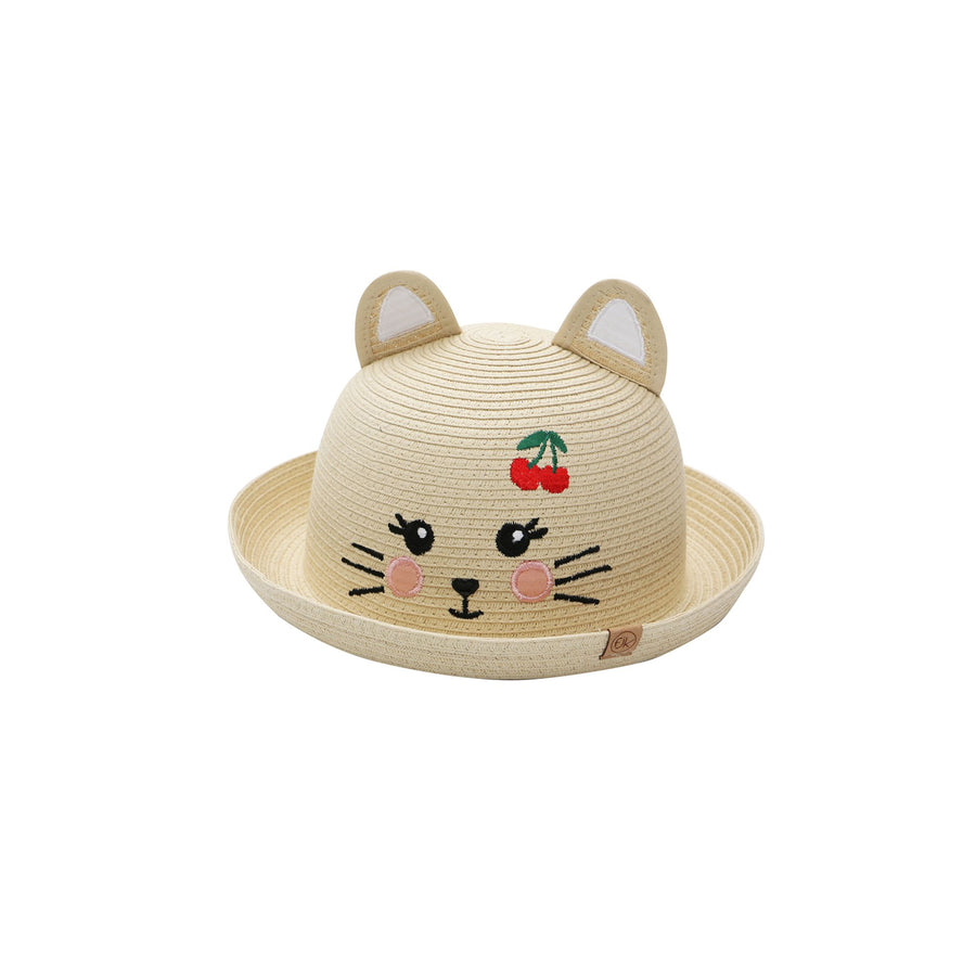 FlapJackKids - Kids' Straw Hat - Cat - M (2-4Y) Kids UPF50+ Straw Hat - Cat 873874008454