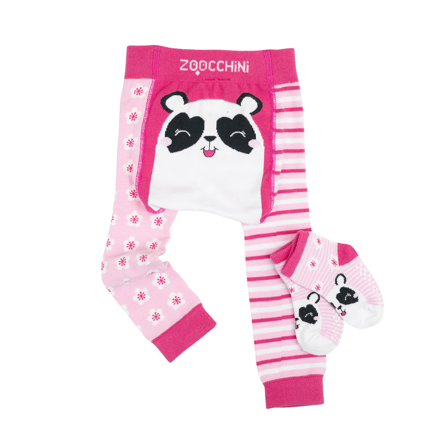 ZOOCCHINI - Crawler Legging+Sock Set Pippa de Panda - 12-18M grip+easy™ Comfort Crawler Legging & Sock Set - Pippa the Panda 810608032590