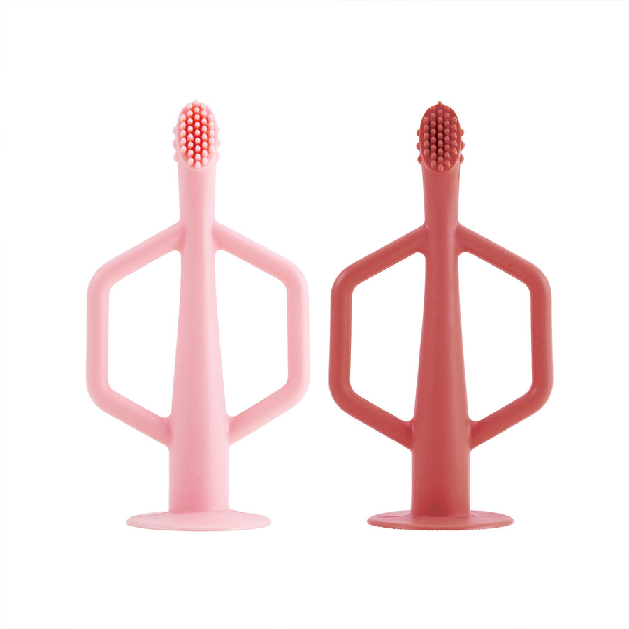 L - Tiny Twinkle - Silicone Toothbrush 2 Pack - RoseBurgundy Silicone Training Toothbrush 2 Pack - Rose, Burgundy 810027532565
