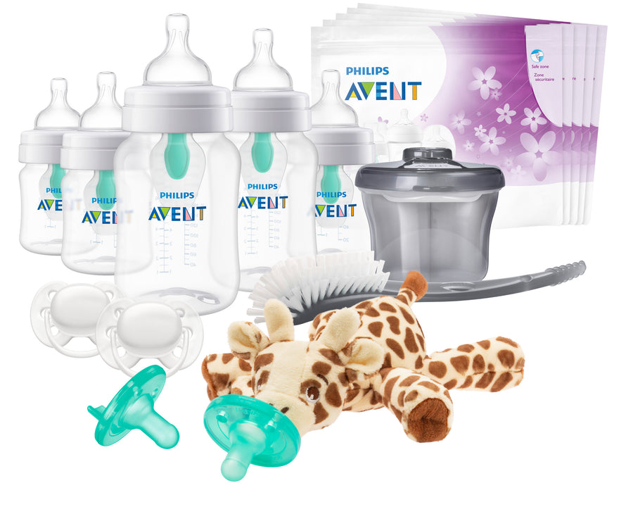 D - Philips Avent Anticolic AirFree Essential Gift Rw30611 Anti-colic Baby Bottle with AirFree Vent Essentials GiftSet with Soothie Snuggle 75020093721