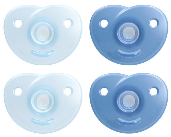 Philips Avent - Soothie Heart Pacifier 2x2pk - 0-3M -Boy INT Soothie Heart Pacifier 0-3m, Blue/Light Blue, 4 pack 75020095077