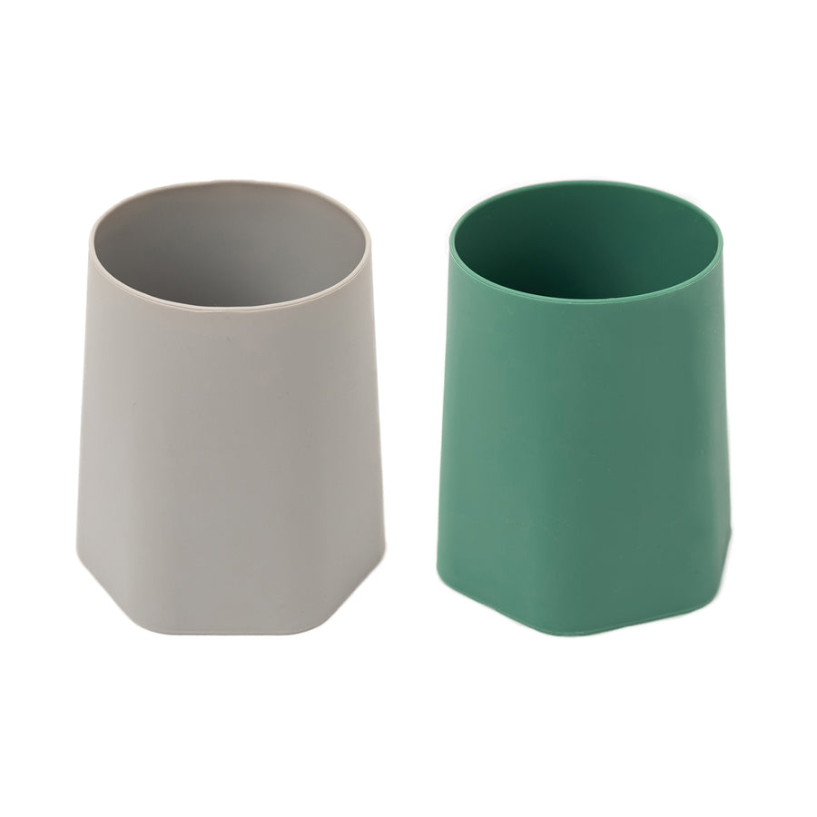 Tiny Twinkle - Silicone Training Cup 2PK - Olive-Grey Silicone Training Cup 2PK - Olive/Grey 810027531117
