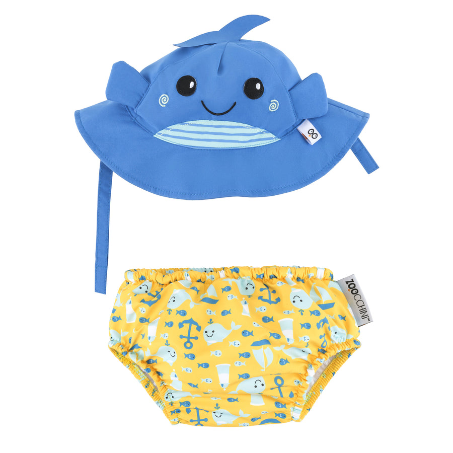 ZOOCCHINI - UPF50+ Swim Diaper + Sun Hat Set Whale S UPF50+ Baby Swim Diaper & Sun Hat Set - Whale 810608031227