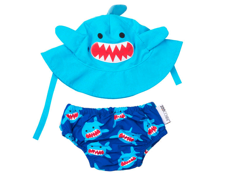 ZOOCCHINI - UPF50+ Swim Diaper + Sun Hat Set - Shark - S UPF50+ Baby Swim Diaper & Sun Hat Set - Shark 854892005304