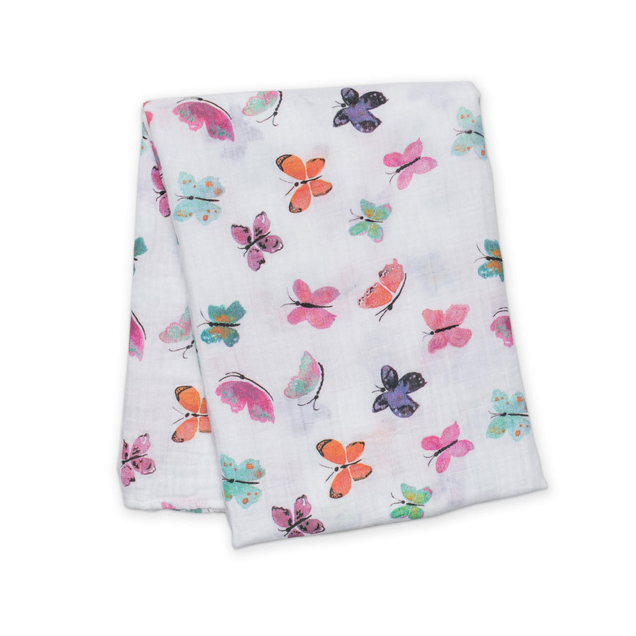 Lulujo - Swaddle Blanket Muslin Cotton - Butterfly Cotton Muslin Swaddle Blanket - Butterfly 628233454072