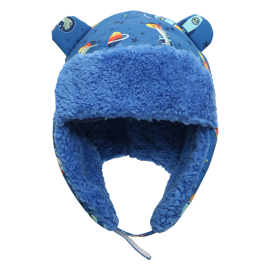 d - FlapJackKids - Water Rplnt Trapper Hat Dino Blue M 2-4Y Water Repellent Trapper Hat - Dino Blue 873874007488