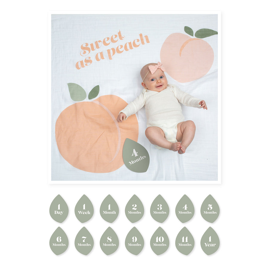 Lulujo - Baby's 1st Year Milestone Blanket- Sweet as a Peach Baby's 1st Year Milestone Blanket - Sweet as a Peach 628233455963