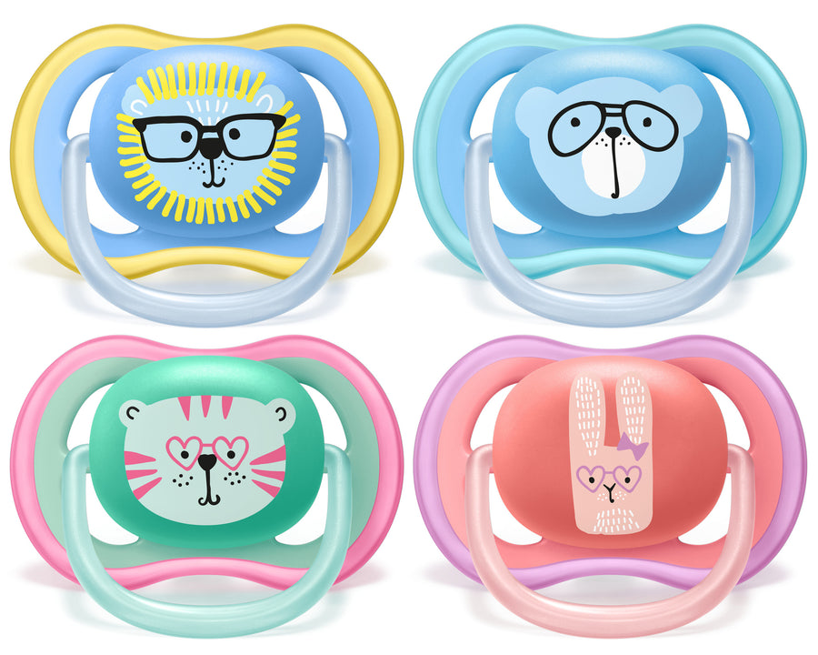 D - Philips Avent Ultra Air Pacifier 2pk 18M+ Ani Rw34918+22 Ultra Air Pacifier - 18m+ - Various Colours - 2 pack 75020083944