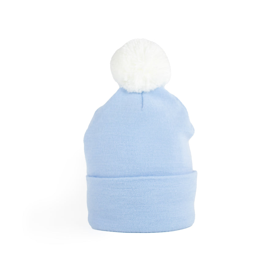 Kidcentral - Newborn Baby Knitted Hat - Single Pompom - Blue Newborn Hat - Single Pompom - Blue 808177020100