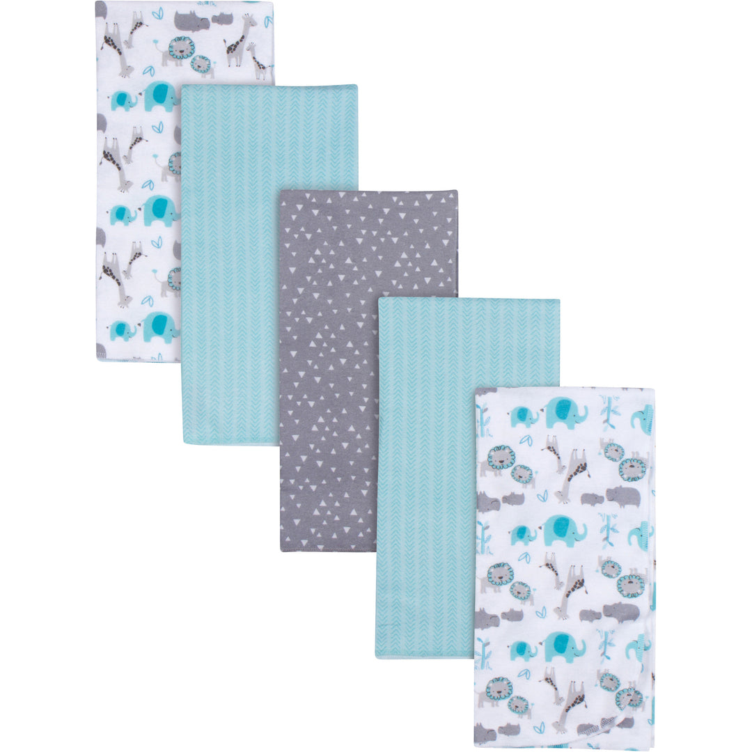 d - Gerber - 5 Pack - Flannel Receiving Blankets - Safari Gerber® 5-Pack Baby Boys Safari Flannel Receiving Blankets 013618221071