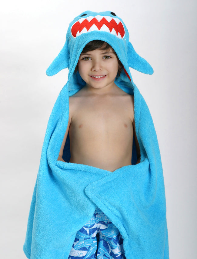 ZOOCCHINI - Kids Plush Terry Hooded Bath Towel Shark 2Y+ Kids Plush Terry Hooded Bath Towel - Sherman Shark 2Y+ 854892005083