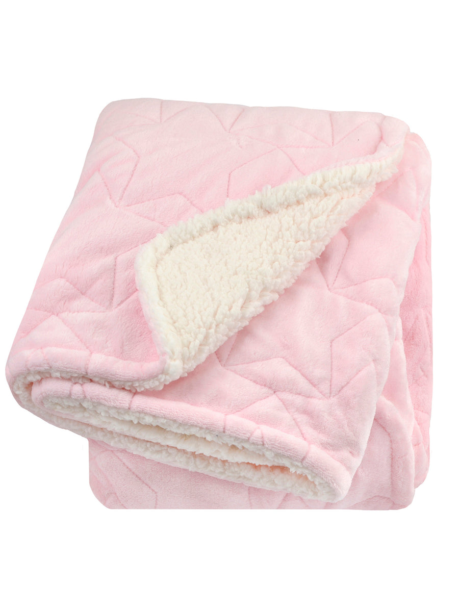d - Just Born - Plush Blanket - Pink Stars Just Born Baby Girls Pink Stars Plush Blanket 032633116650