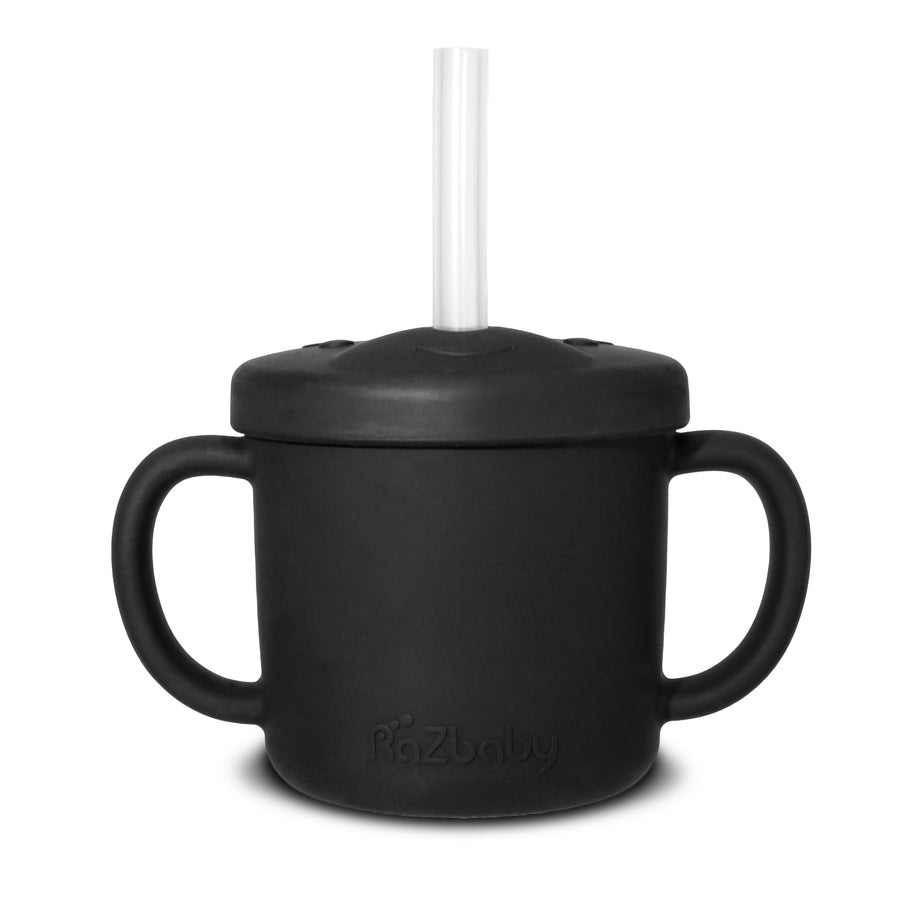 d - RaZbaby - Oso Silicone Cup + Straw - Black Oso-Cup Silicone Cup + Straw - Black 850028177648