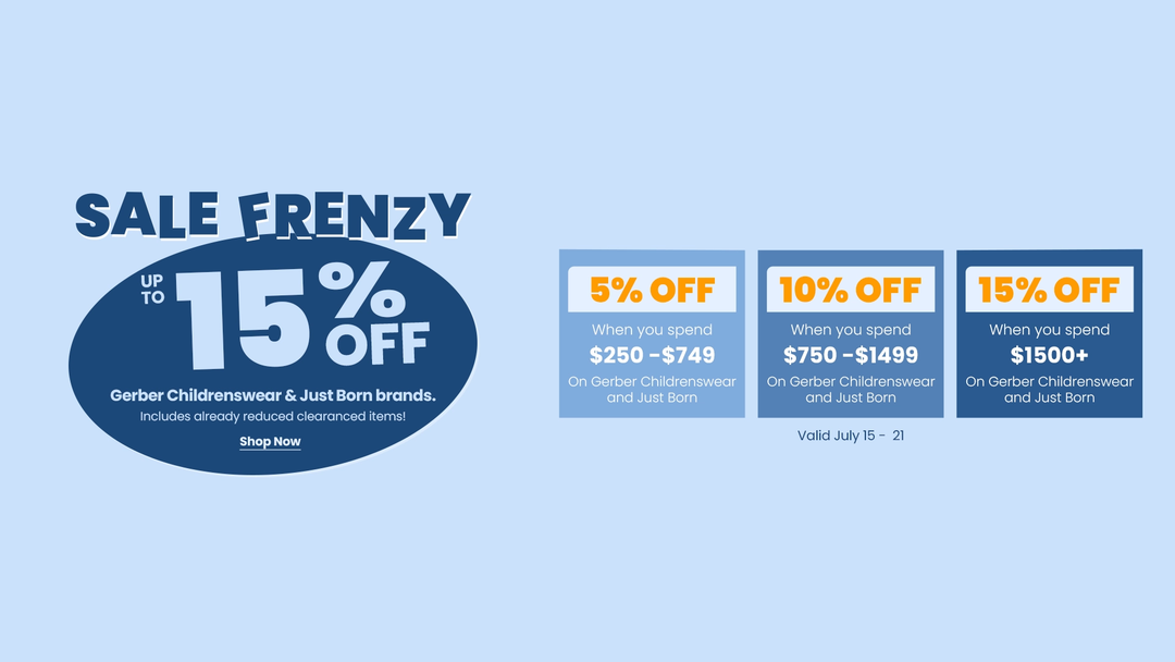 Gerber Childrenswear + Just Born Tiered Sale