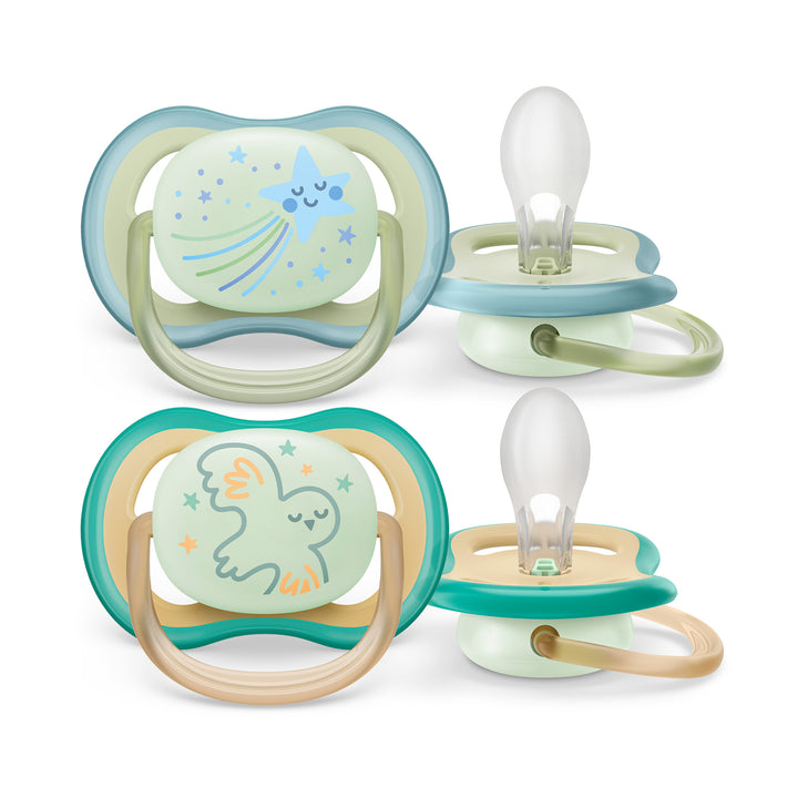 Ultra Air Pacifier Nighttime - 0-6M - Smiling Star+Owl - 2 pack