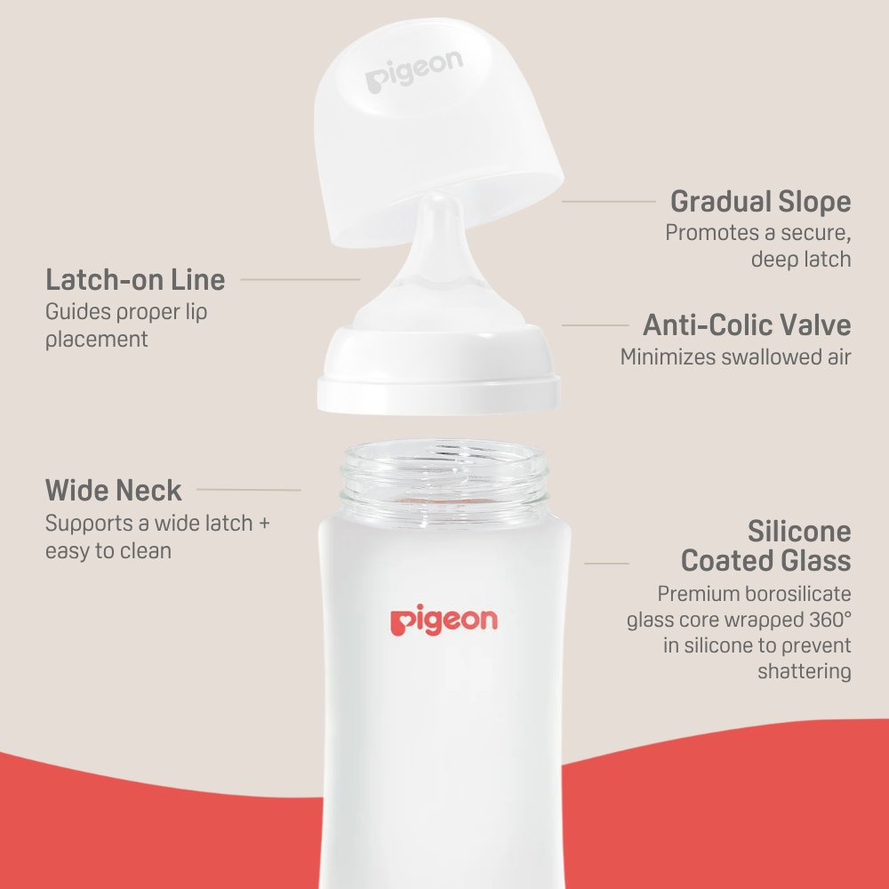 Silicone Coated Glass Bottle 8oz with M Nipple (3M+) - 2 pack