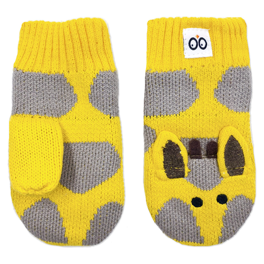 d -ZOOCCHINI - BabyToddler Knit Mittens Jaime  Giraffe 6-12M BabyToddler Knit Mittens - Giraffe 810608031265