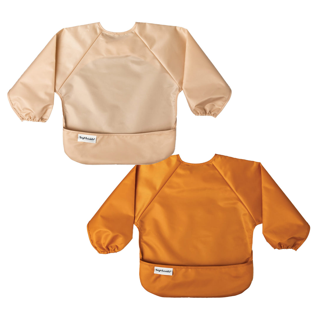 Tiny Twinkle - Full Sleeve Bib 2pk - Sand, Cinnamon 6-24M Mess-proof Full Sleeve Bib 2 Pack - Sand, Cinnamon 810027533005