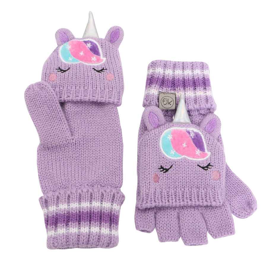 FlapJackKids -Knitted Fingerless Gloves wFlap Unicorn M 2-4Y Knitted Fingerless Gloves w/Flap - Unicorn 873874007907