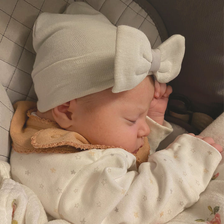 Newborn Hat - Bow - Grey
