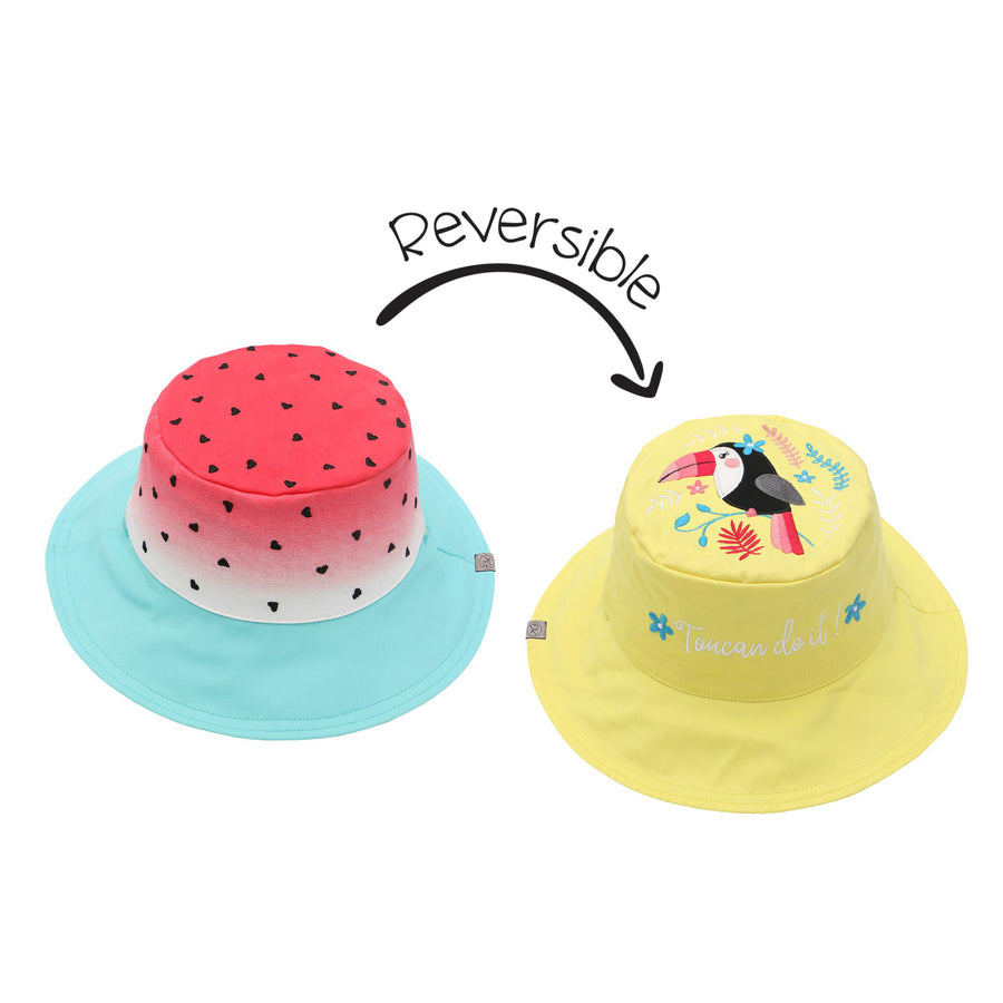 d - FlapJackKids - Kids' Sun Hat -WatermelonToucan S (6-24M) Kids UPF50+ Sun Hat - Watermelon/Toucan 873874008058
