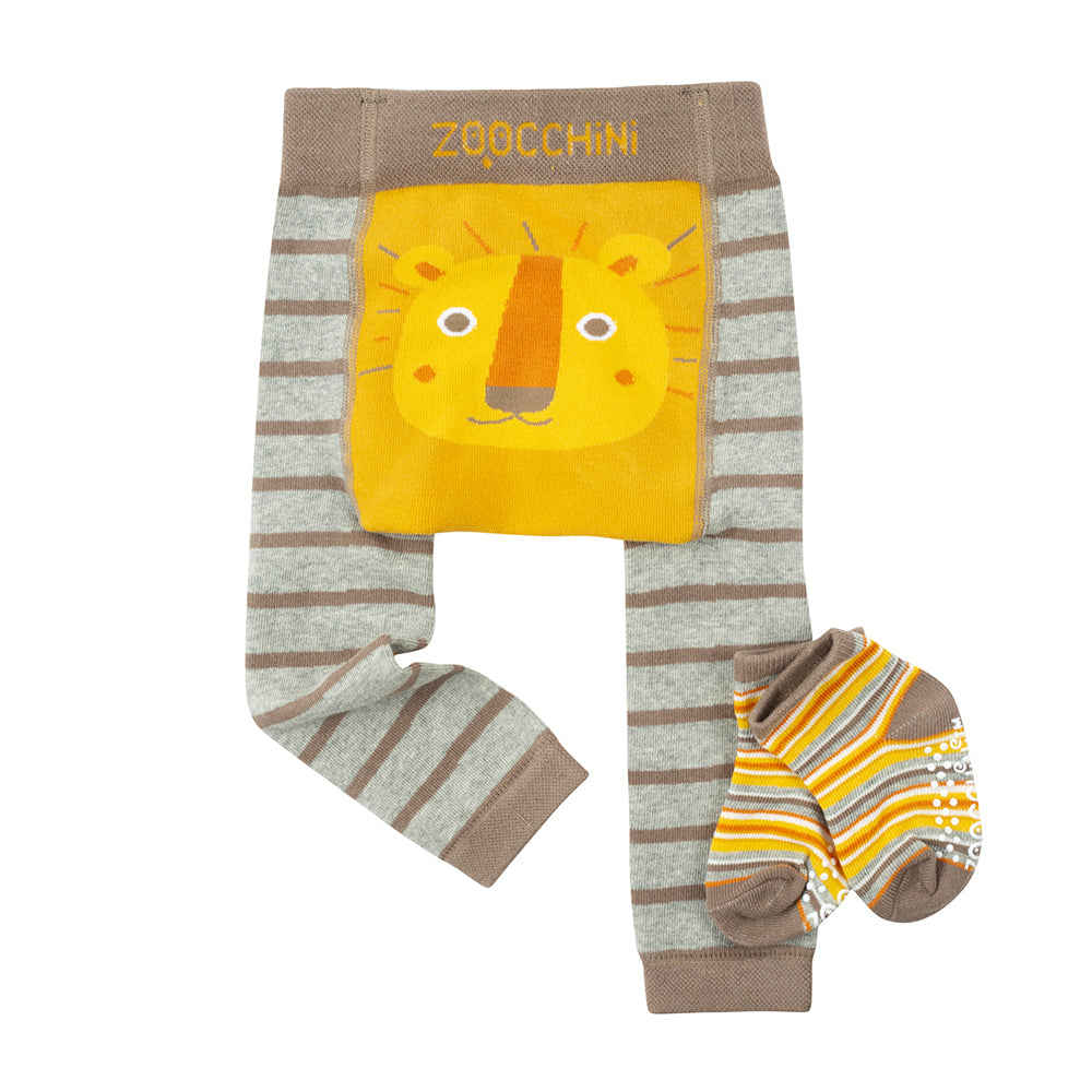 d - ZOOCCHINI - Crawler Legging-Sock Set Leo the Lion 12-18M grip+easy™ Comfort Crawler Legging & Sock Set - Leo Lion 810608030619