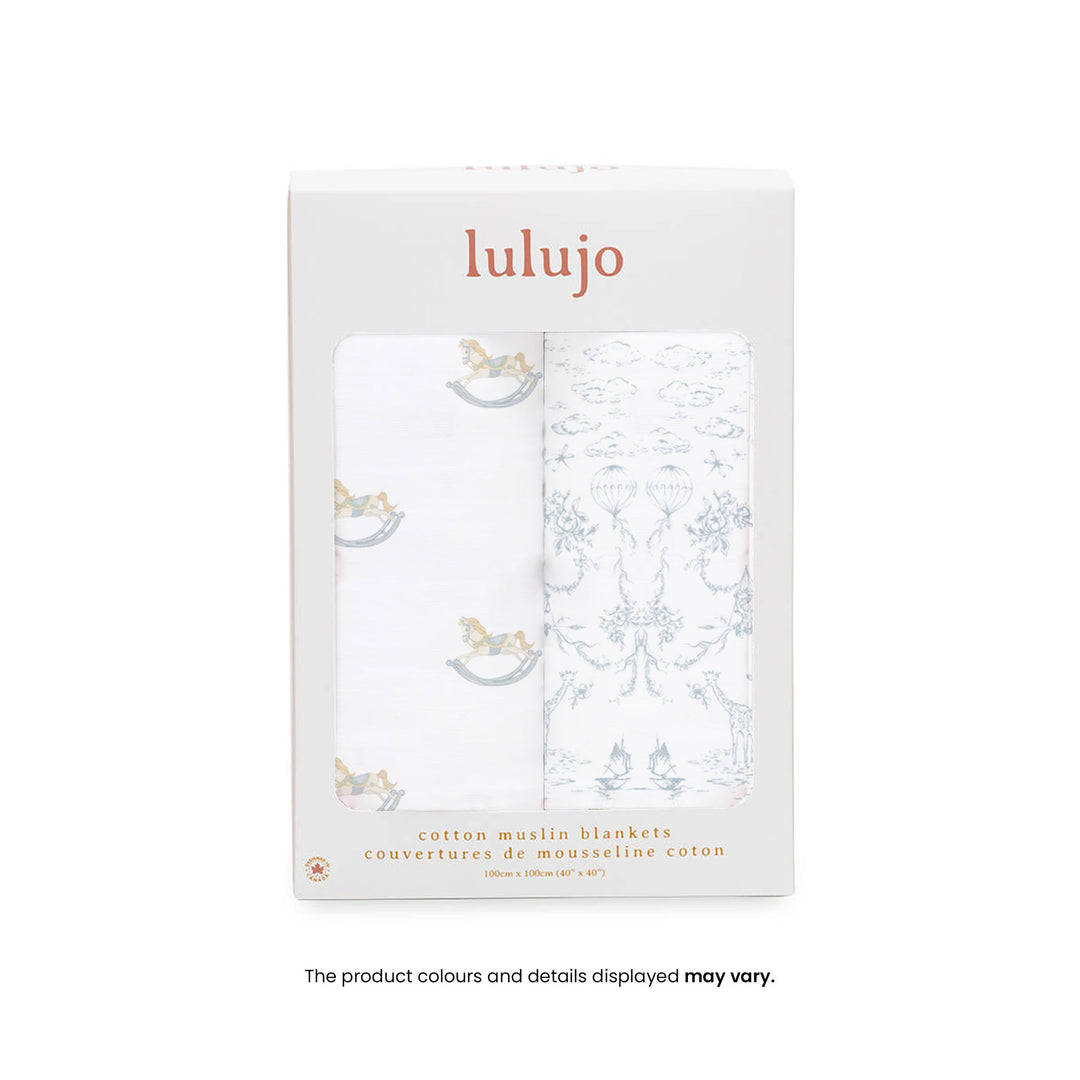 Lot de 2 couvertures d'emmaillotage en mousseline de coton - 40 x 40