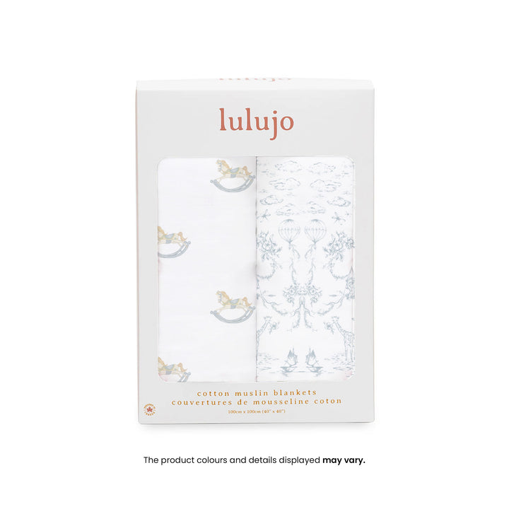 Lot de 2 couvertures d'emmaillotage en mousseline de coton - 40 x 40