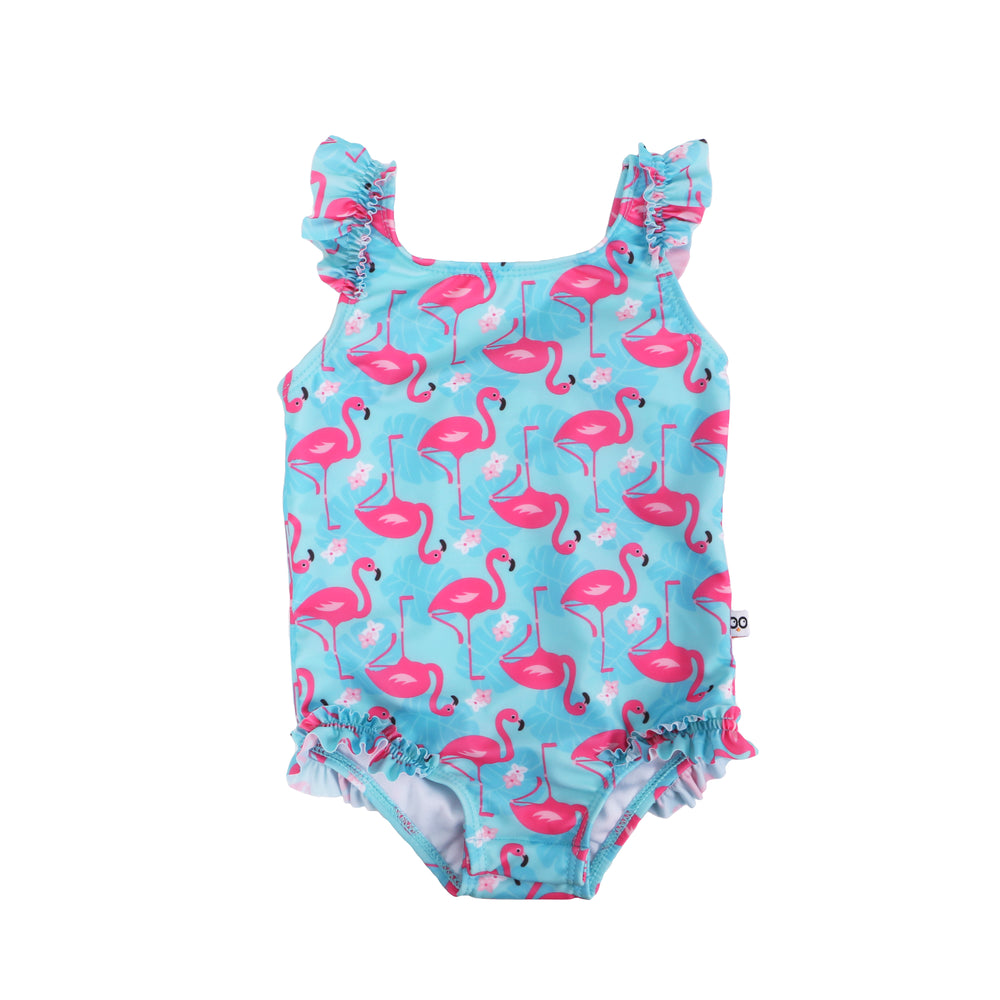 ZOOCCHINI - Baby Ruffled 1 Piece Swimsuit - Flamingo 6-12M Baby Ruffled 1 Piece Swimsuit - Flamingo 810608033801