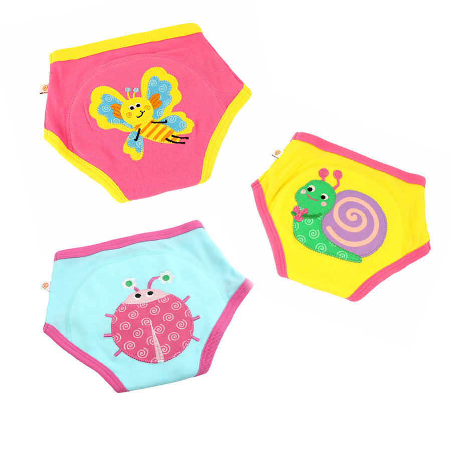 ZOOCCHINI -Organic Potty TrainingPants GardenCreatures 3T-4T Organic Cotton 3 Piece Potty Training Pants - Garden Creatures 810608035386