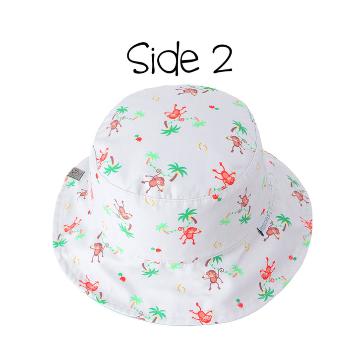 Reversible Kids UPF50+ Patterned Sun Hat - Safari/Monkey