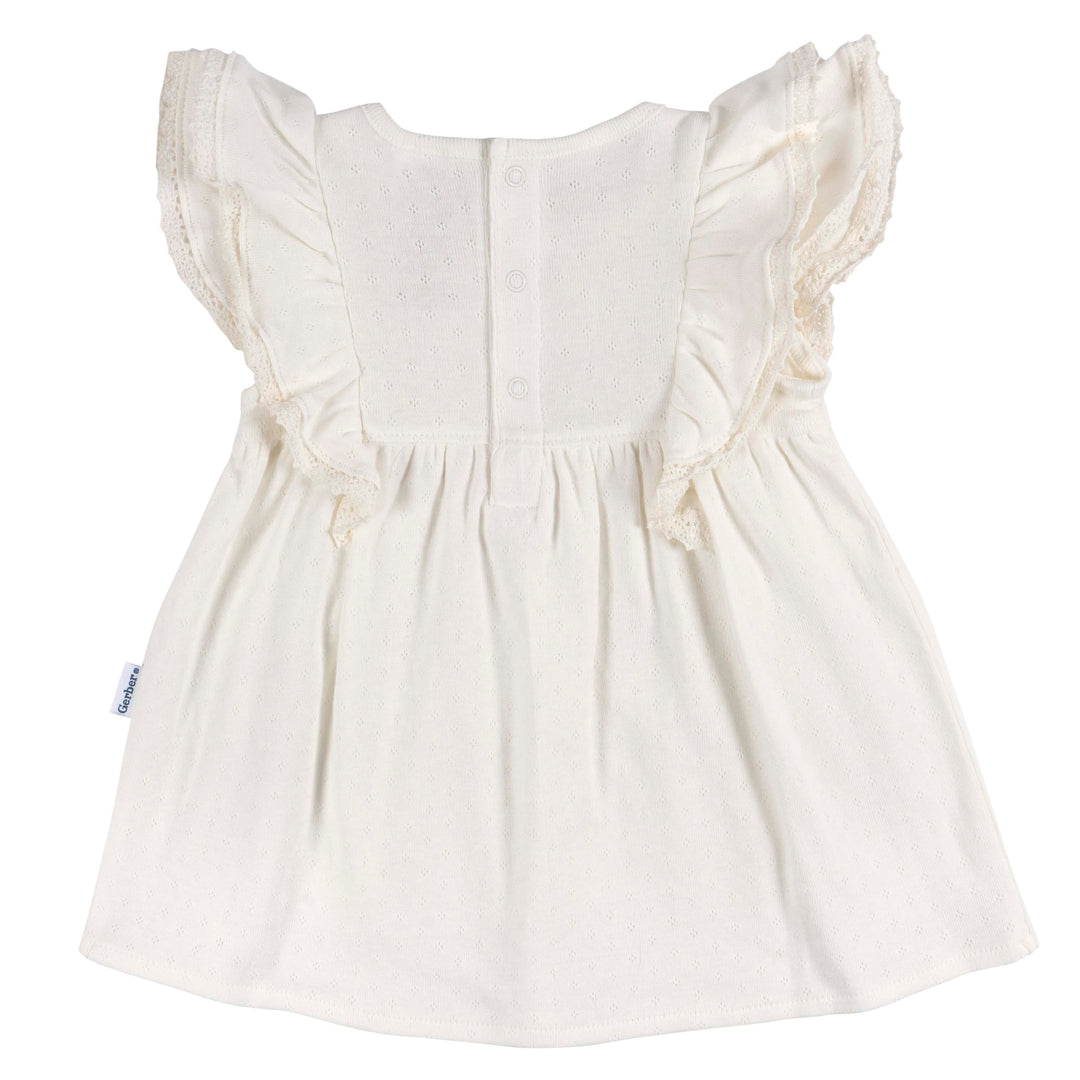 2pc Dress + Diaper Set Girl - Ivory