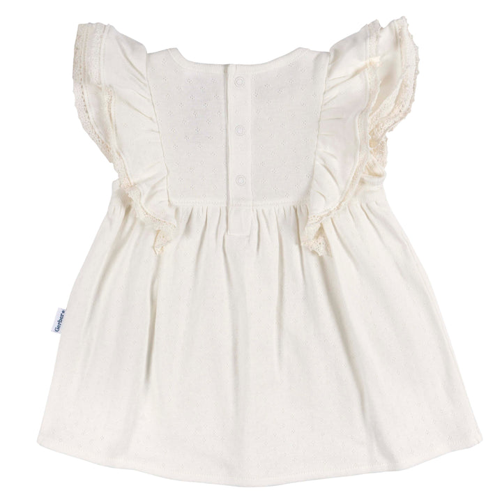 2pc Dress + Diaper Set Girl - Ivory