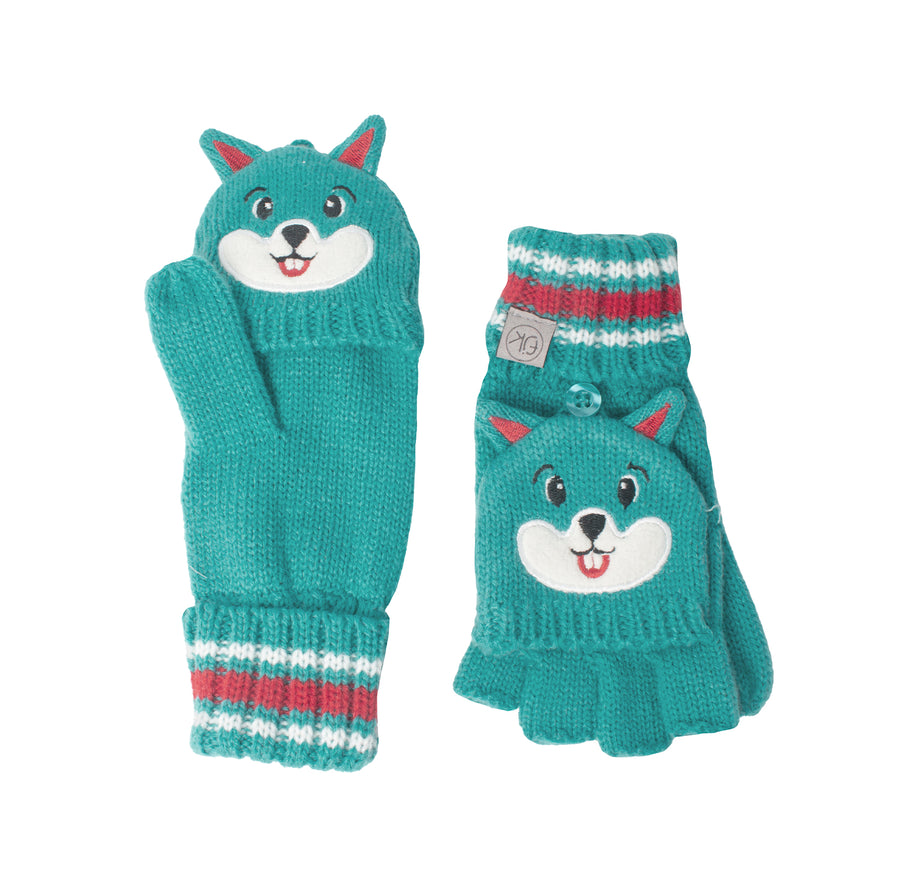 FlapJackKids - Knitted Fingerless Gloves wFlap Squirrel 2-4Y Knitted Fingerless Gloves w/Flap - Squirrel 990006502342