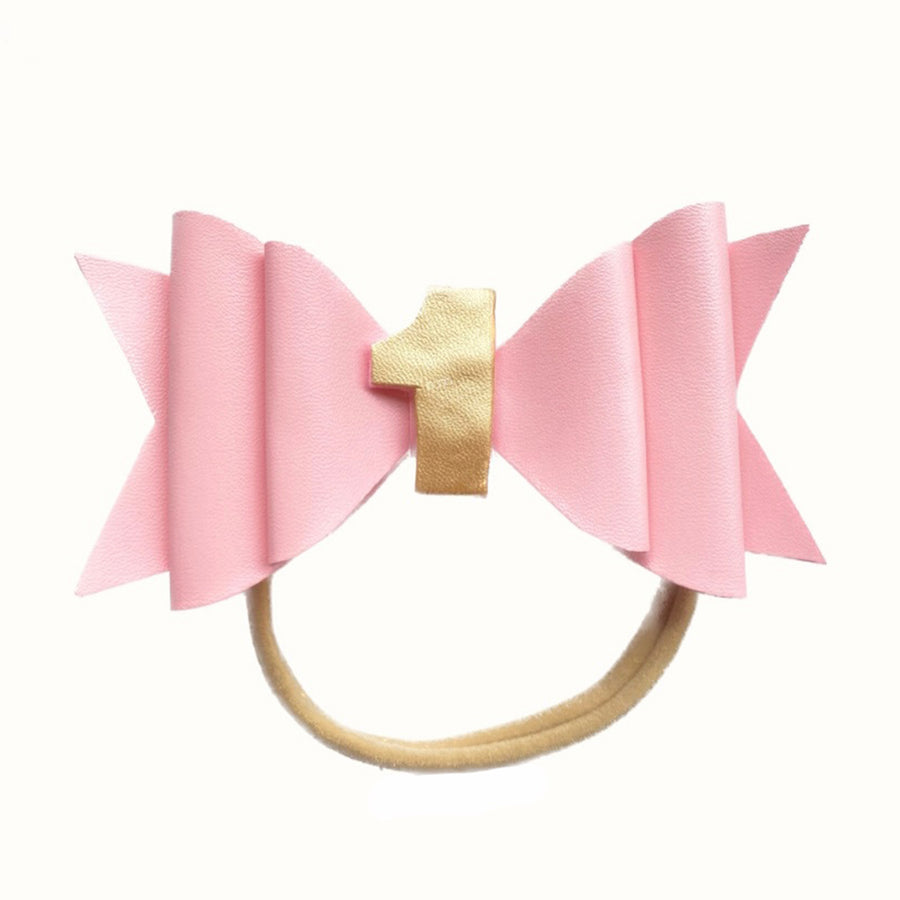 d - Baby Wisp - First Birthday Headband - Pink Hair Bow First Birthday Headband - Pink Hair Bow 810074540407