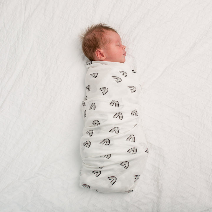 Bamboo Cotton Muslin Swaddle Blanket - Black Rainbow