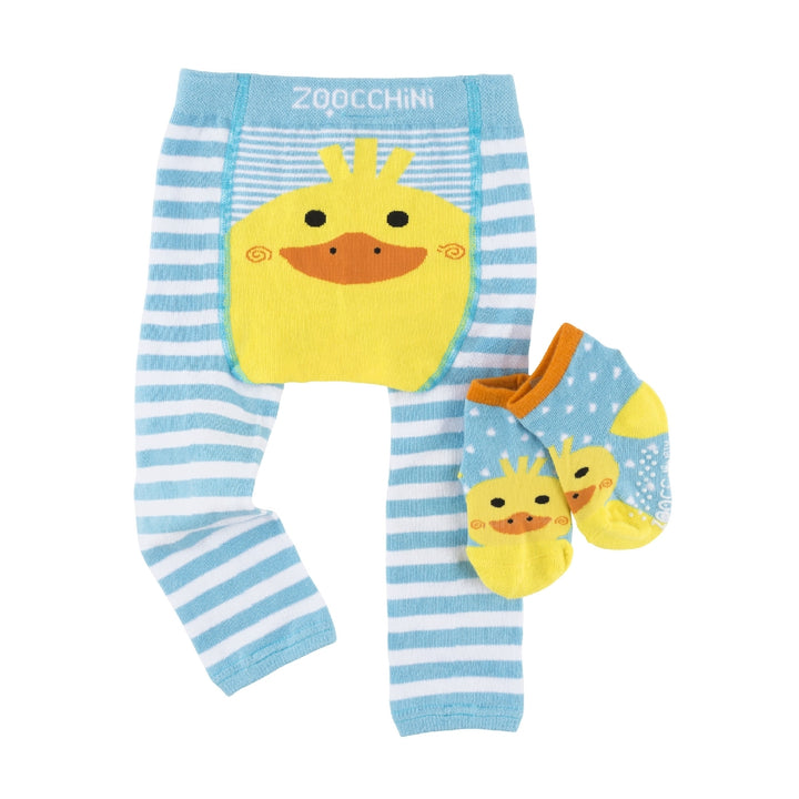 ZOOCCHINI - Crawler Legging-Sock Set Puddles The Duck 6-12M grip+easy™ Comfort Crawler Legging & Sock Set - Puddlies Duck 855409006678