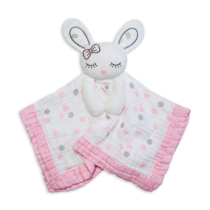 d - Lulujo - Lovey Muslin Cotton - Pink Bunny Cotton Muslin Lovey - Pink Bunny 628233459008