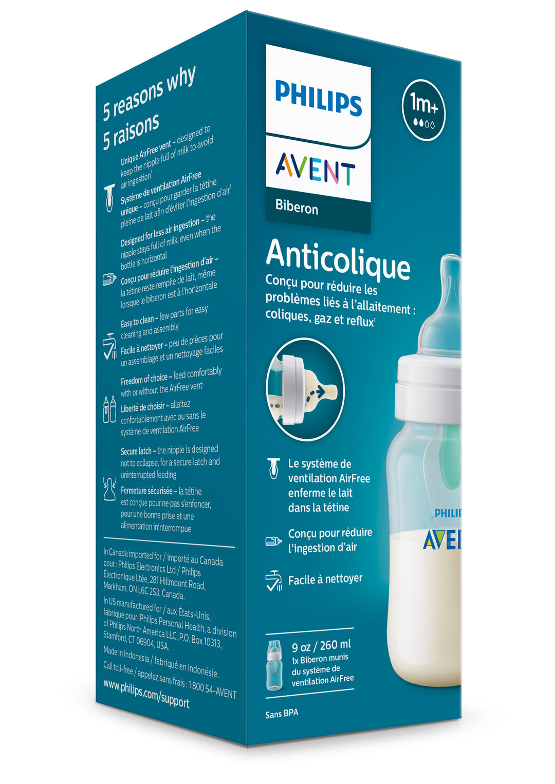 Anti colic Baby Bottle with AirFree Vent   9oz   1 pack