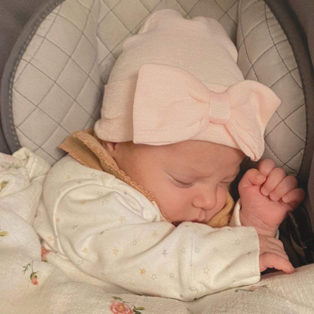 Newborn Hat - Bow - Pink