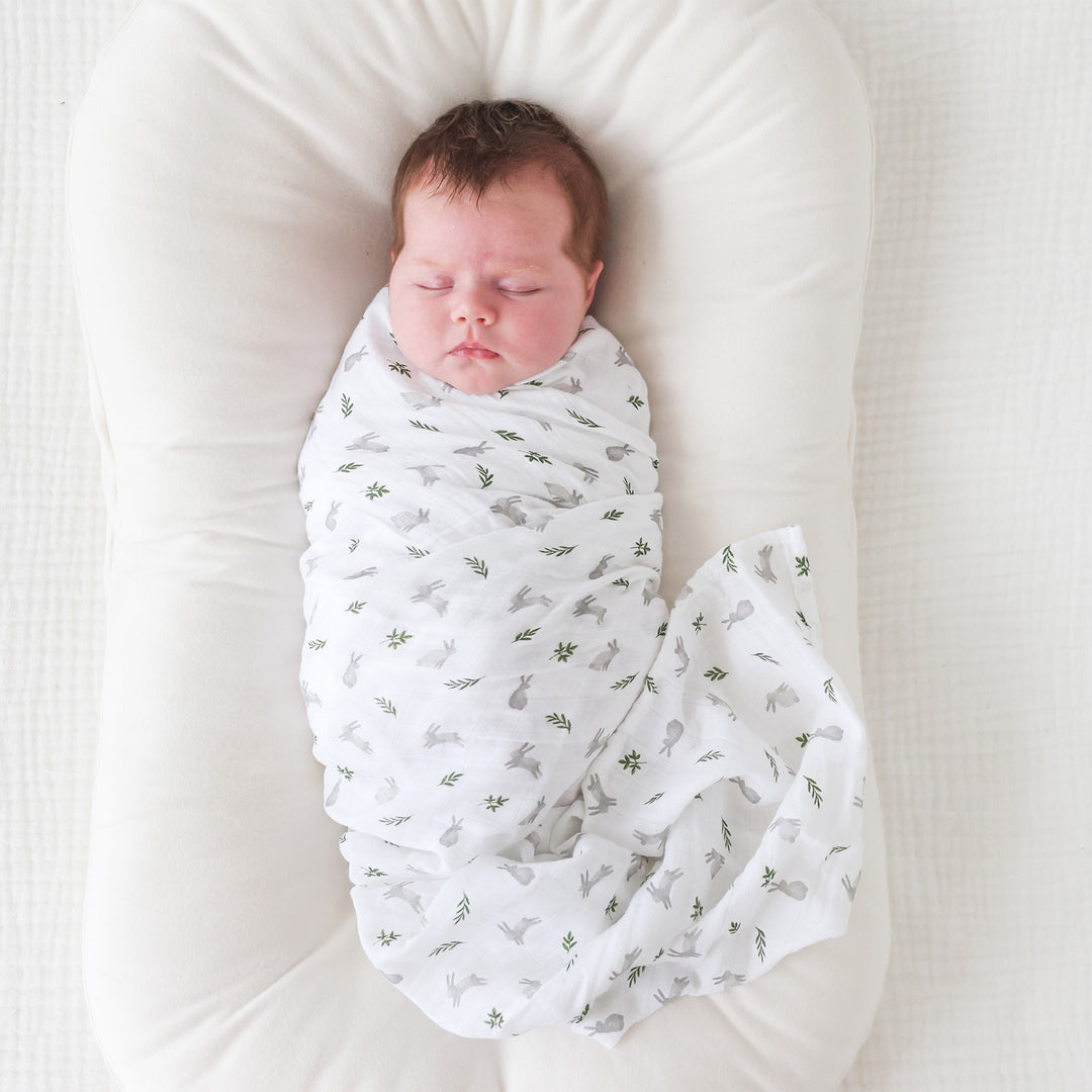 Swaddle Blanket Muslin Cotton LG- Bunnies