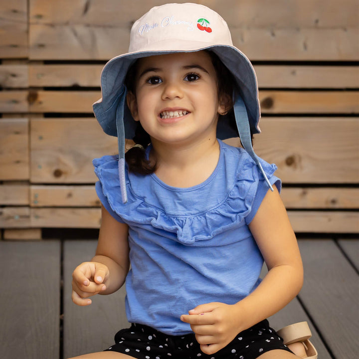 Kids UPF50+ Sun Hat - Cat/Cherry