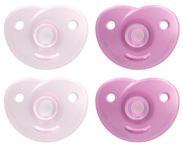 Philips Avent - Soothie Heart Pacifier 2x2pk - 0-3M Girl INT Soothie Heart Pacifier 0-3m, Pink/Light Pink, 2 x 2 pack 75020095084