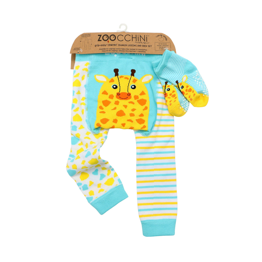 grip+easy™ Comfort Crawler Legging & Sock Set - Jaime the Giraffe