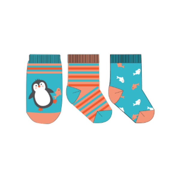 3pair Comfort Terry Socks - Parker the Penguin