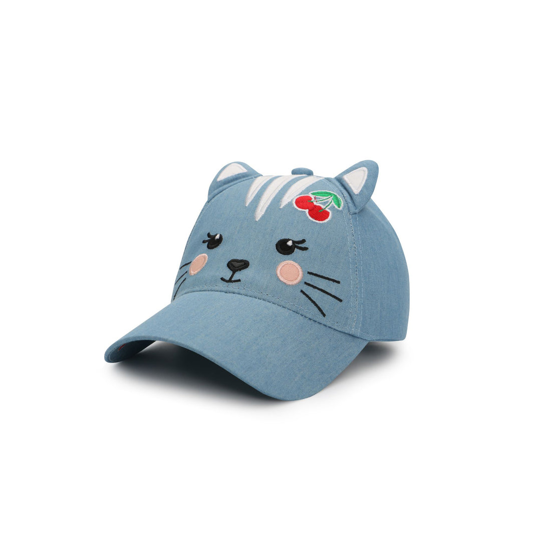 Kids UPF50+ 3D Cap - Cat - Denim - Large