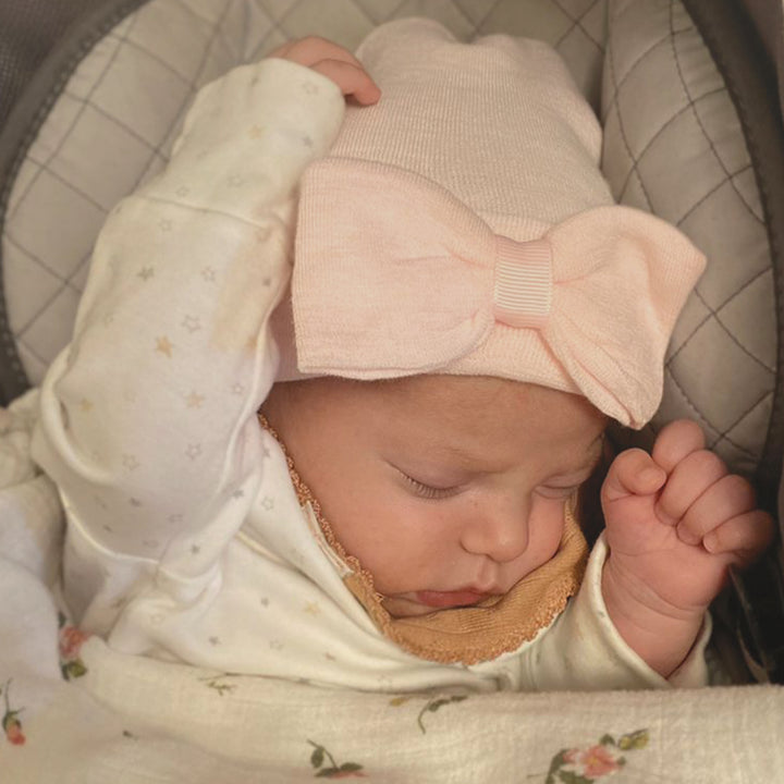 Newborn Hat - Bow - Pink