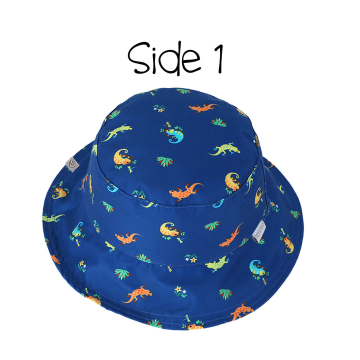 Kids UPF50+ Patterned Sun Hat   Blue Chameleon/Tropical