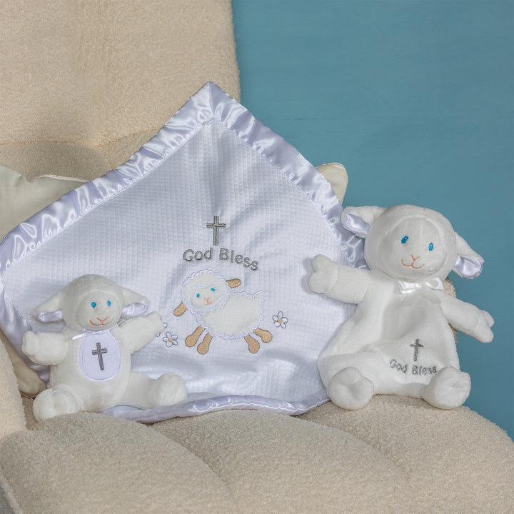 God Bless Lamb Blanket 15 x 15