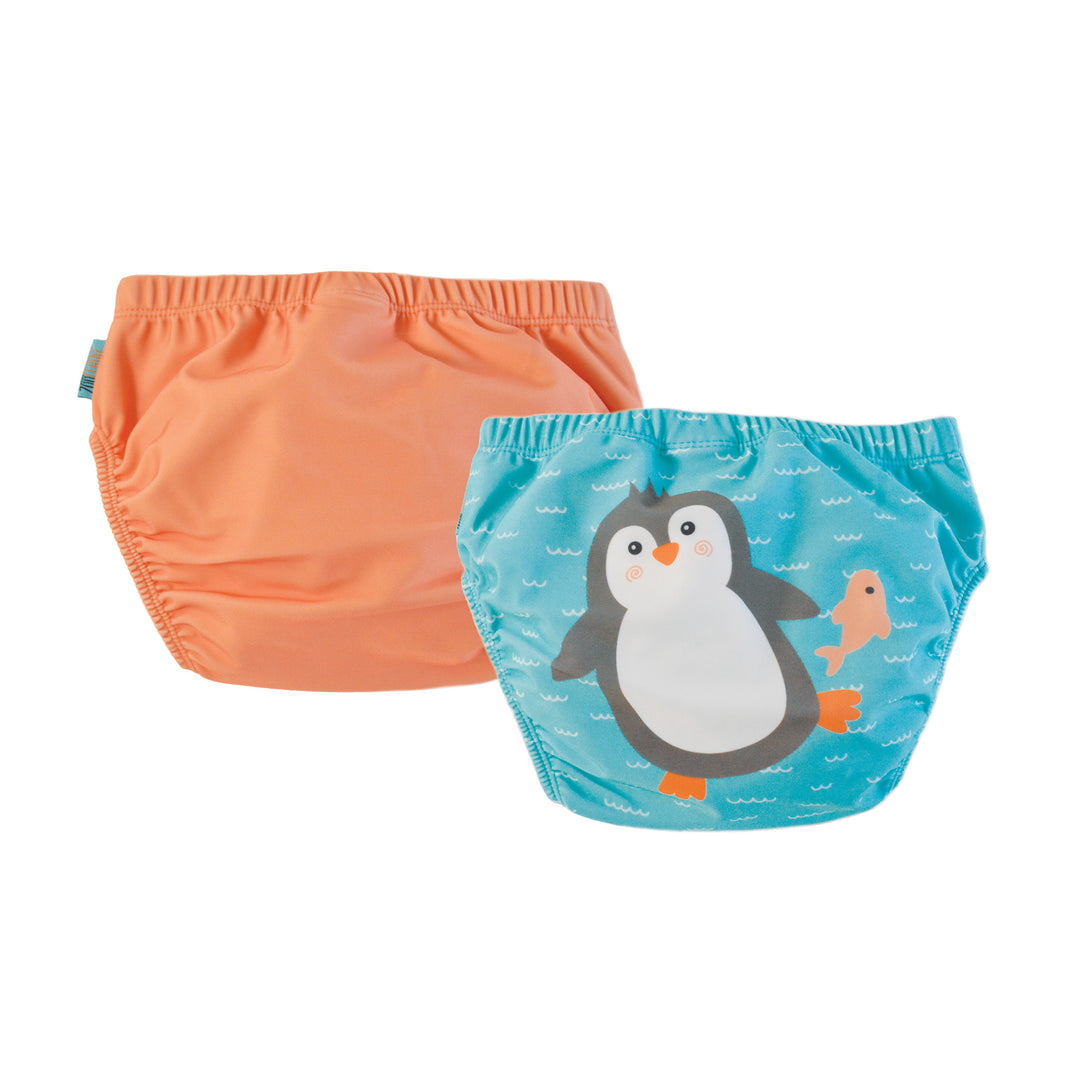 ZOOCCHINI - Knit Swim Diaper 2 Pc Set Penguin 12-24M Baby-Toddler Knit Swim Diaper 2 Piece Set - Penguin 810608034082